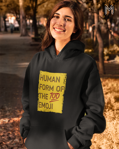 Human form of 100 Emoji Hoodie